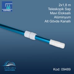 Teleskopik Süpürge ve Fırça Sap 2x1,8 m Mavi Alüminyum Eloksallı