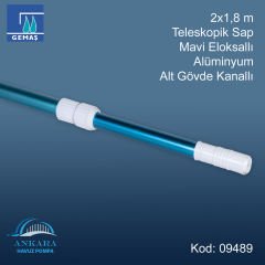 Teleskopik Süpürge ve Fırça Sap 2x1,8 m Mavi Alüminyum Eloksallı