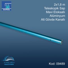 Teleskopik Süpürge ve Fırça Sap 2x1,8 m Mavi Alüminyum Eloksallı