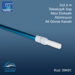 Teleskopik Süpürge ve Fırça Sap 2x2,4 m Mavi Alüminyum Eloksallı