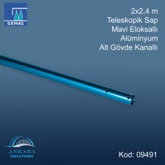 Teleskopik Süpürge ve Fırça Sap 2x2,4 m Mavi Alüminyum Eloksallı