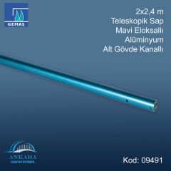 Teleskopik Süpürge ve Fırça Sap 2x2,4 m Mavi Alüminyum Eloksallı