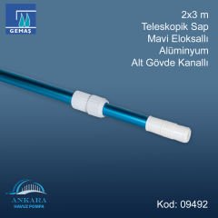 Teleskopik Süpürge ve Fırça Sap 2x3 m Mavi Alüminyum Eloksallı