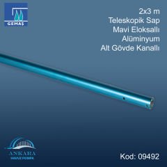 Teleskopik Süpürge ve Fırça Sap 2x3 m Mavi Alüminyum Eloksallı