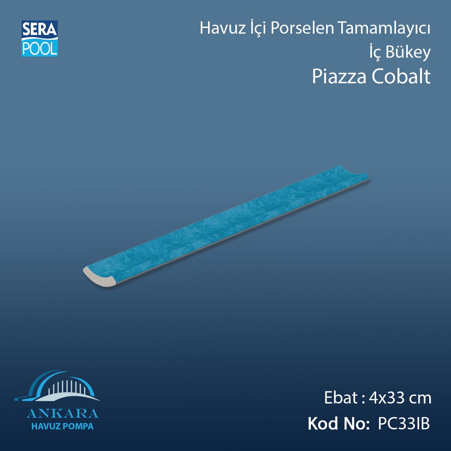 Piazza Cobalt 4x33 cm İç Bükey