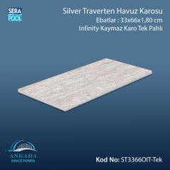 Silver Traverten 33x66x1,80 cm Infinity Kaymaz Karo Tek Pahlı