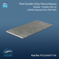 Pool Garden Grey 33x66x1,80 cm Infinity Kaymaz Karo Tek Pahlı