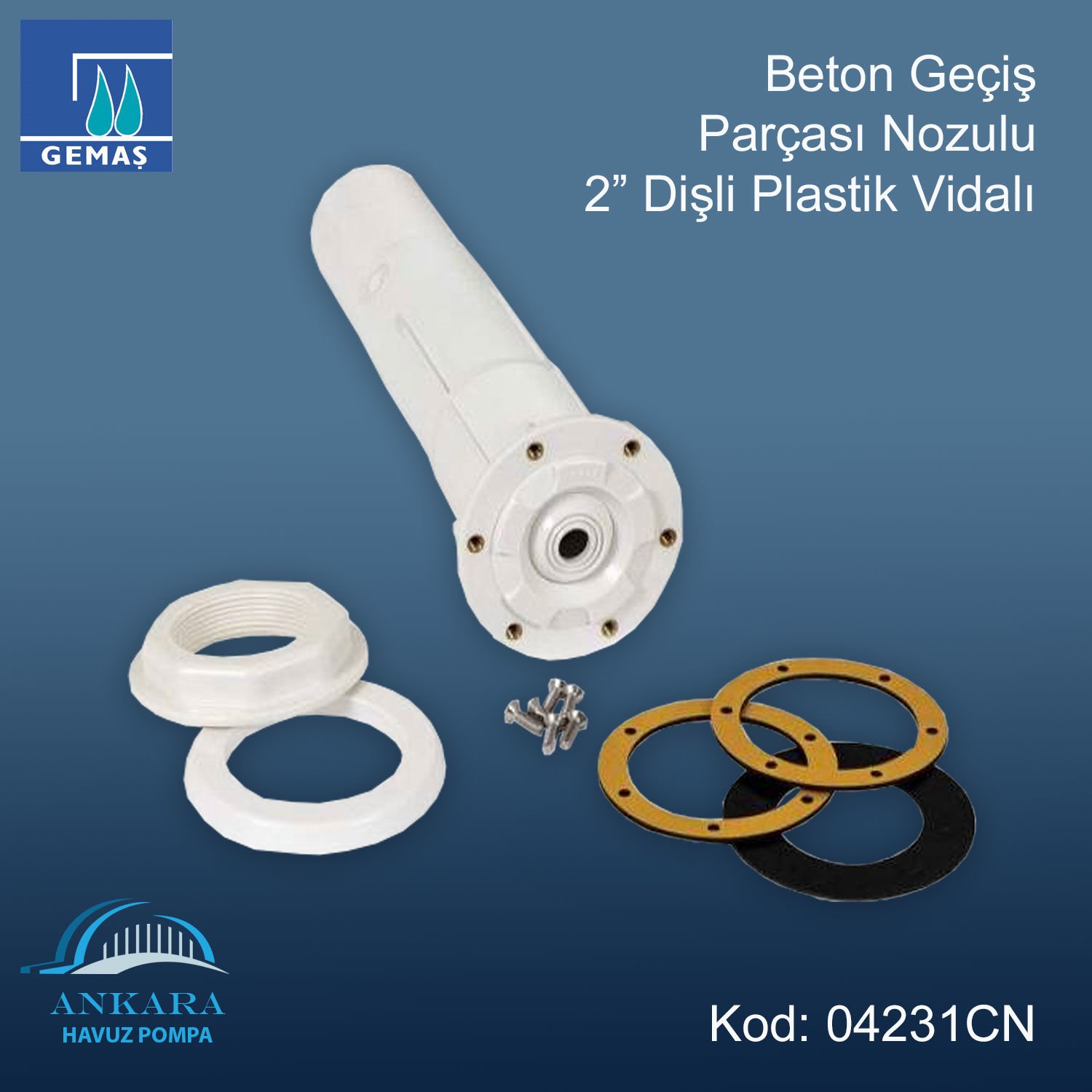 Beton Geçiş Parçası Nozulu 2'' Dişli Plastik Vidalı