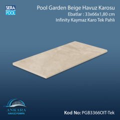 Pool Garden Beige 33x66x1,80 cm Infinity Kaymaz Karo Tek Pahlı