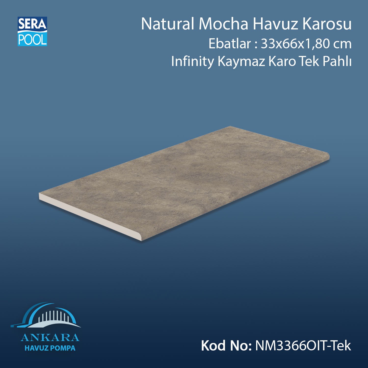 Natural Mocha 33x66x1,80 cm Infinity Kaymaz Karo Tek Pahlı