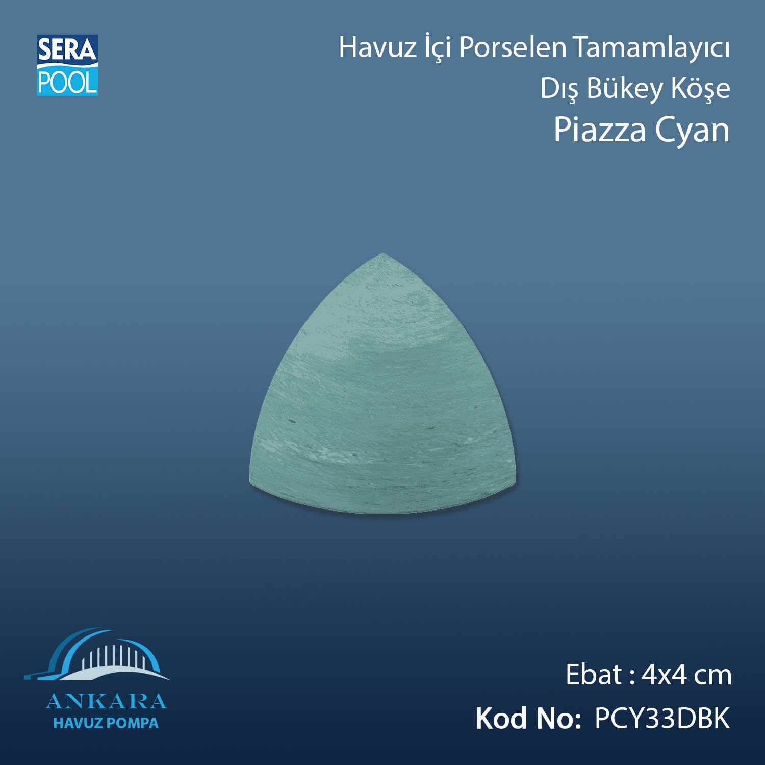 Piazza Cyan 4x4 cm Dış Bükey Köşe
