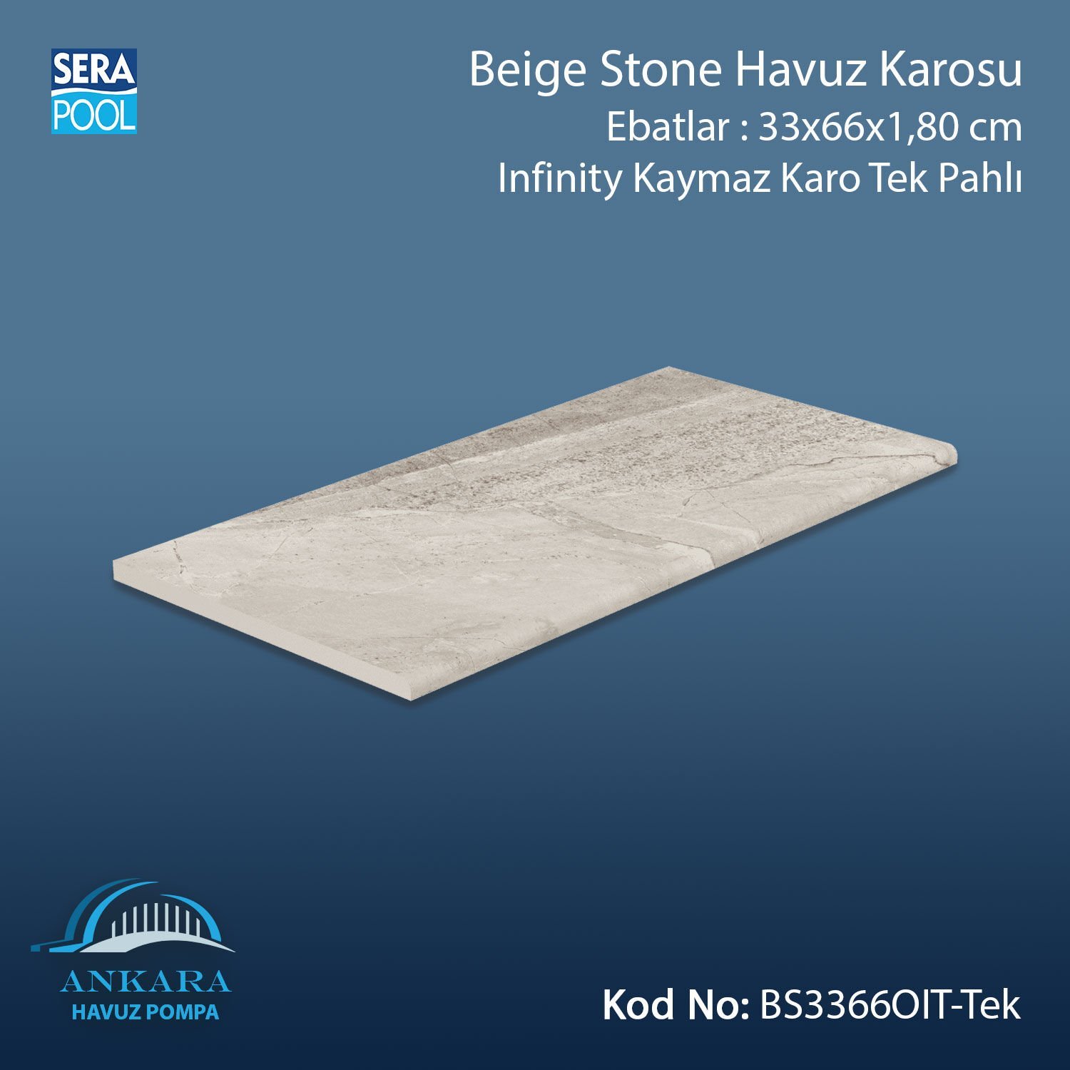 Beige Stone 33x66x1,80 cm Infinity Kaymaz Karo Tek Pahlı