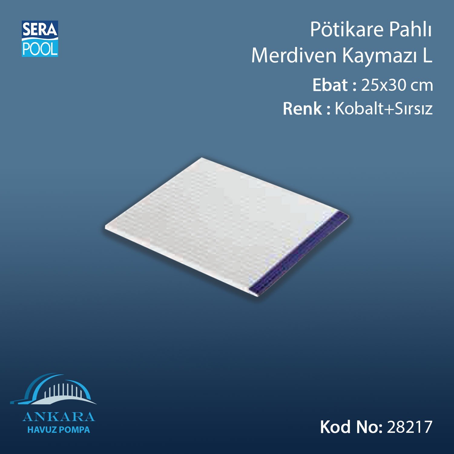 Pötikare Merdiven Kaymazı 25x30 cm Kobalt+Sırsız