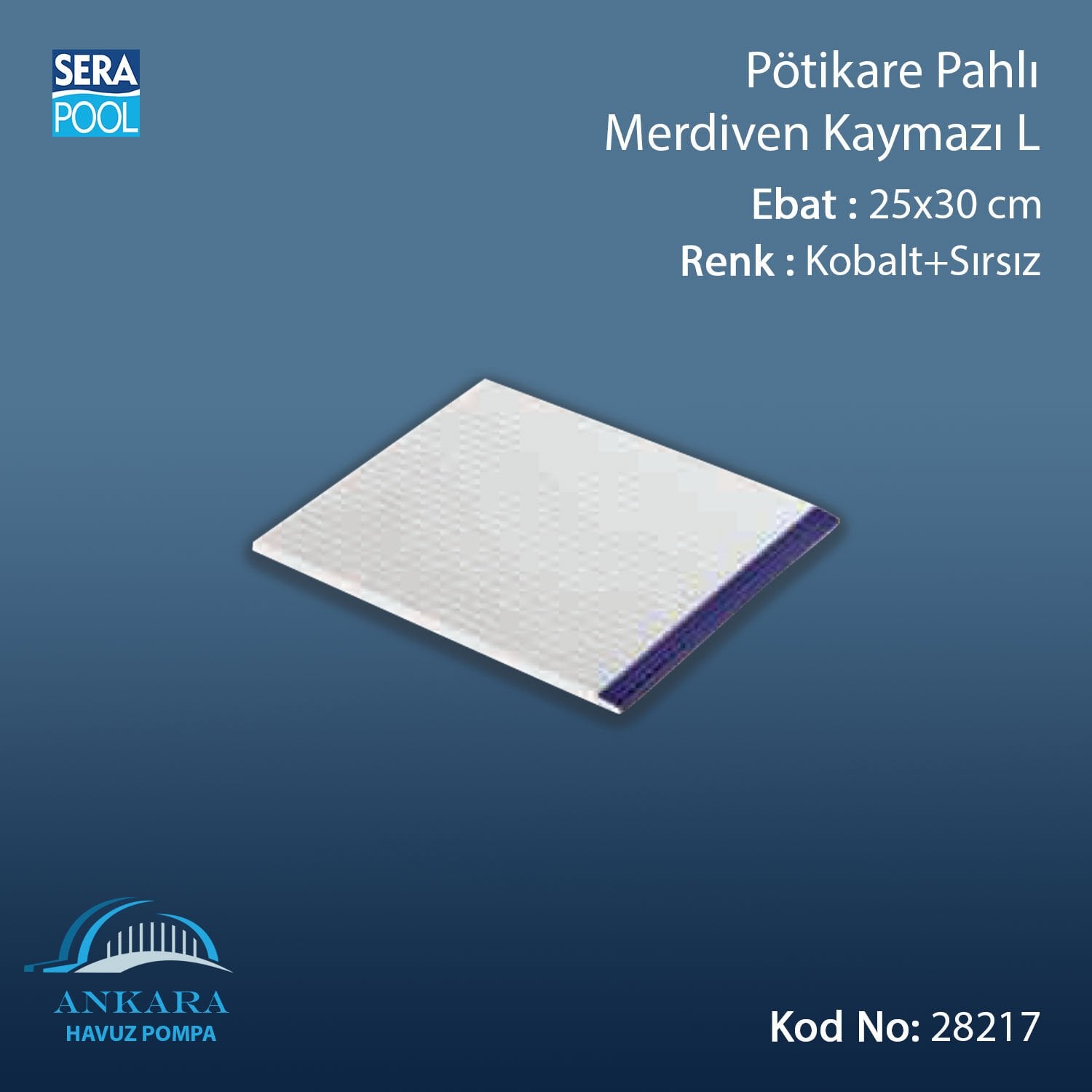 Pötikare Merdiven Kaymazı 25x30 cm Kobalt+Sırsız