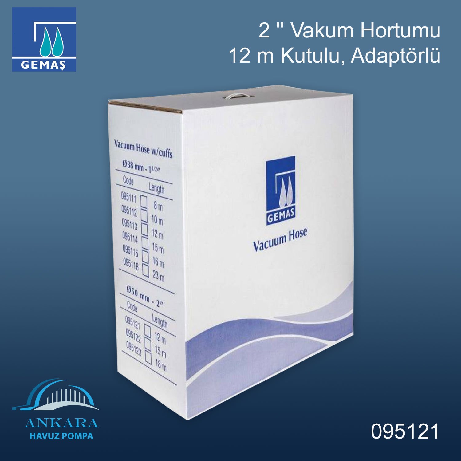 2 '' Vakum Hortumu-12 M Kutulu