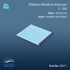 Pötikare Merdiven Kaymazı -L - Sol -25x30 cm- Kobalt+Açık Mavi