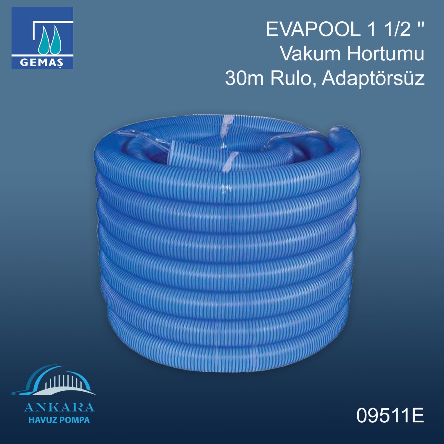 EVAPOOL 1 1/2 '' Vakum Hortumu 30m