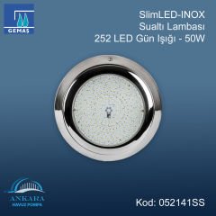 SlimLED-INOX” Havuz Sualtı Aydınlatma Lambası. Kovansız - Reçine Dolgulu, Tek Renkli - 252 LED Gün Işığı - 50 W