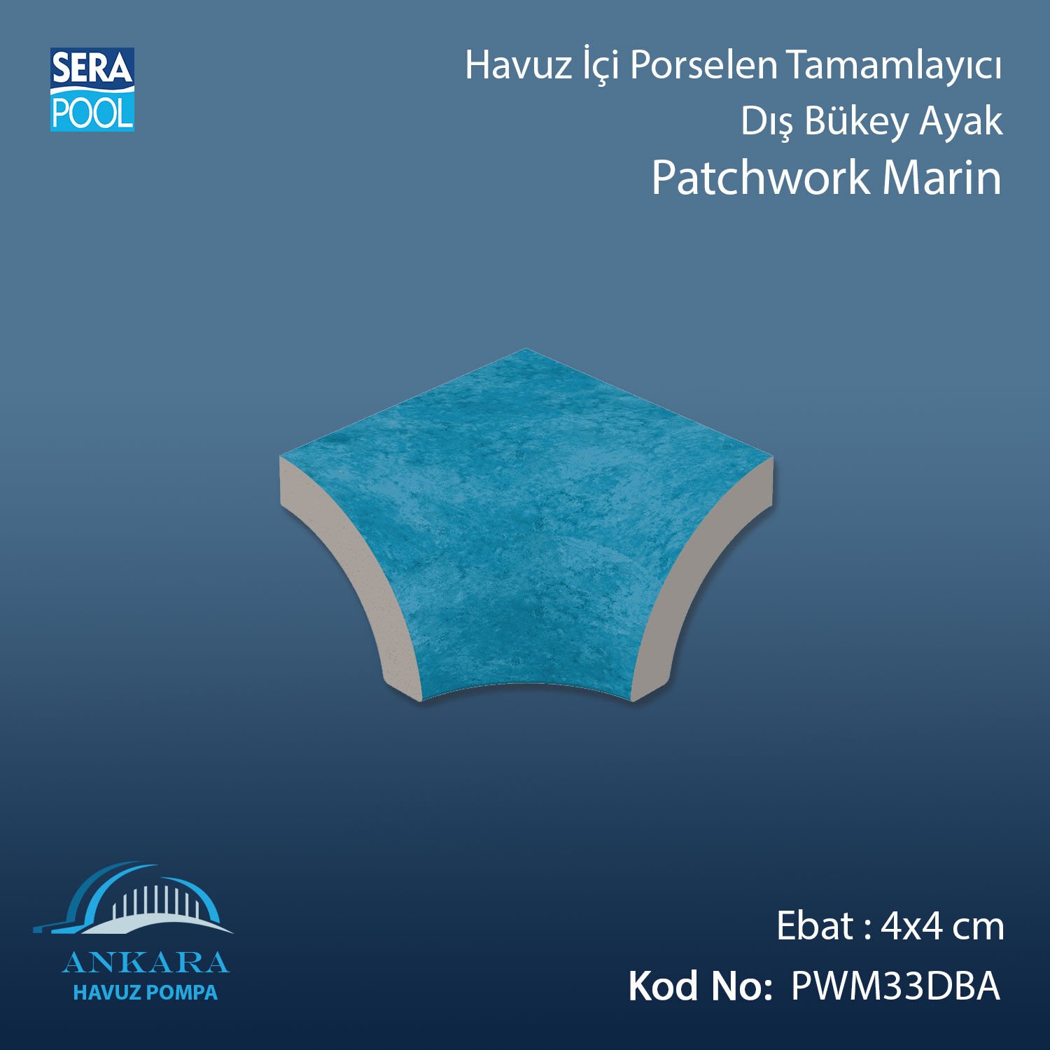 Patchwork Marin 4x4 cm Dış Bükey Ayak