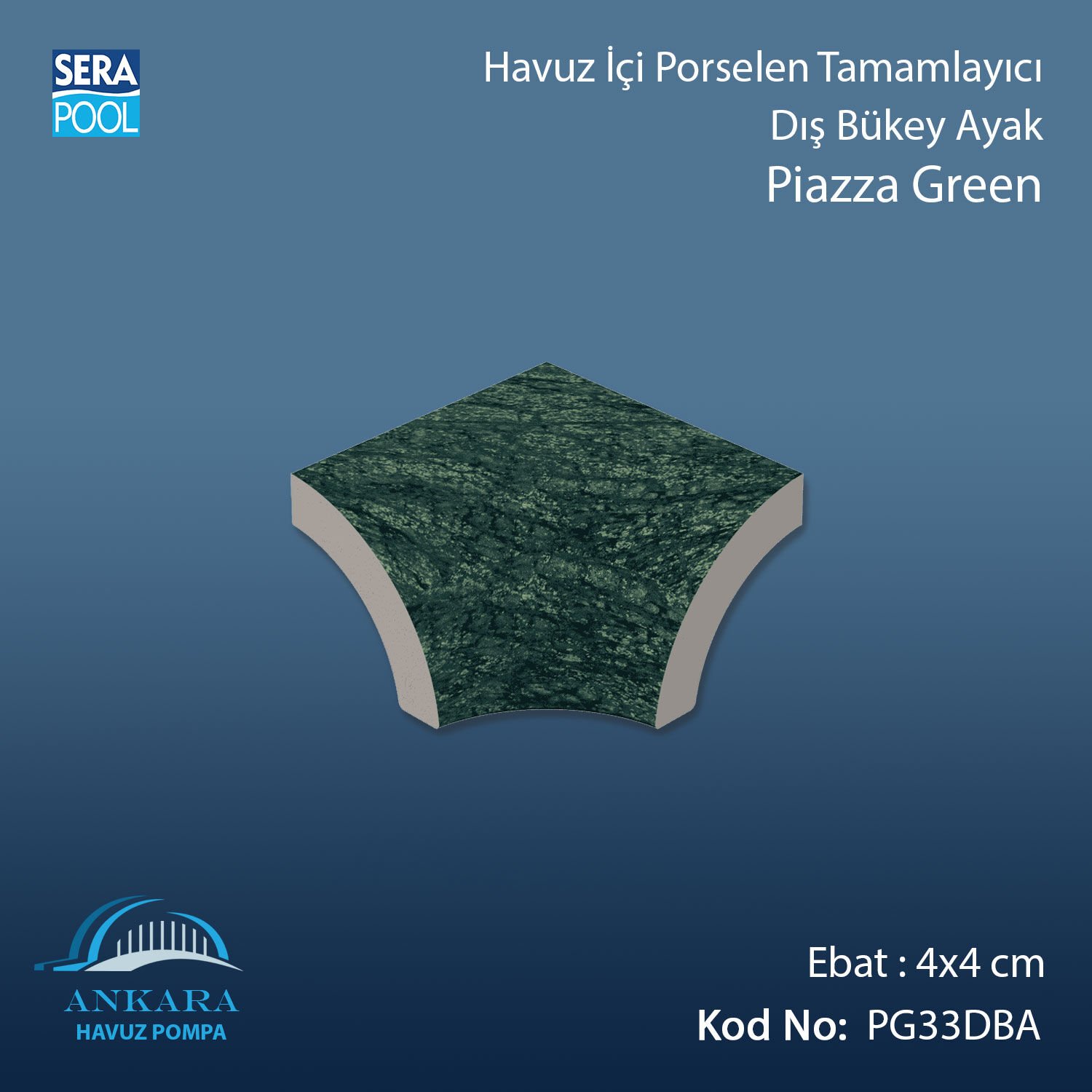 Piazza Green 4x4 cm Dış Bükey Ayak