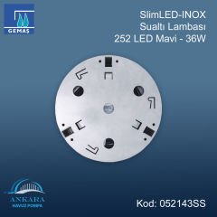 SlimLED-INOX” Havuz Sualtı Aydınlatma Lambası. Kovansız - Reçine Dolgulu, Tek Renkli - 252 LED Mavi - 36 W