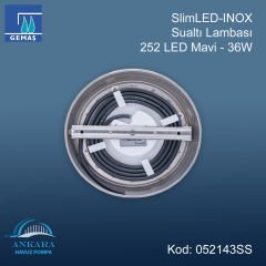 SlimLED-INOX” Havuz Sualtı Aydınlatma Lambası. Kovansız - Reçine Dolgulu, Tek Renkli - 252 LED Mavi - 36 W