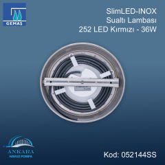 SlimLED-INOX” Havuz Sualtı Aydınlatma Lambası. Kovansız - Reçine Dolgulu, Tek Renkli - 252 LED Kırmızı - 36 W