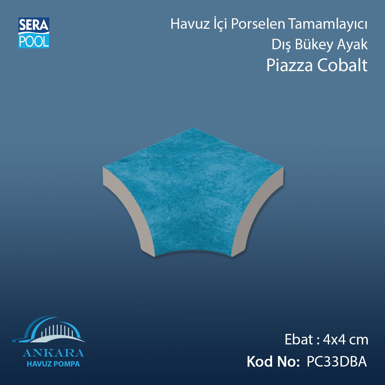 Piazza Cobalt 4x4 cm Dış Bükey Ayak