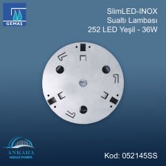 SlimLED-INOX” Havuz Sualtı Aydınlatma Lambası. Kovansız - Reçine Dolgulu, Tek Renkli - 252 LED Yeşil - 36 W
