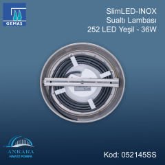SlimLED-INOX” Havuz Sualtı Aydınlatma Lambası. Kovansız - Reçine Dolgulu, Tek Renkli - 252 LED Yeşil - 36 W