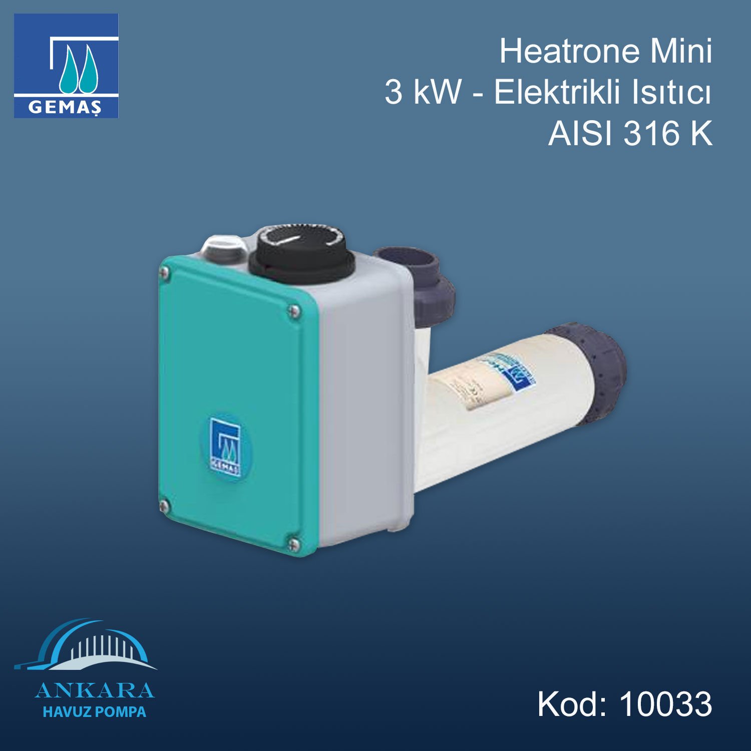 Heatrone Mini 4 kW Elektrikli Isıtıcı 316 Kalite