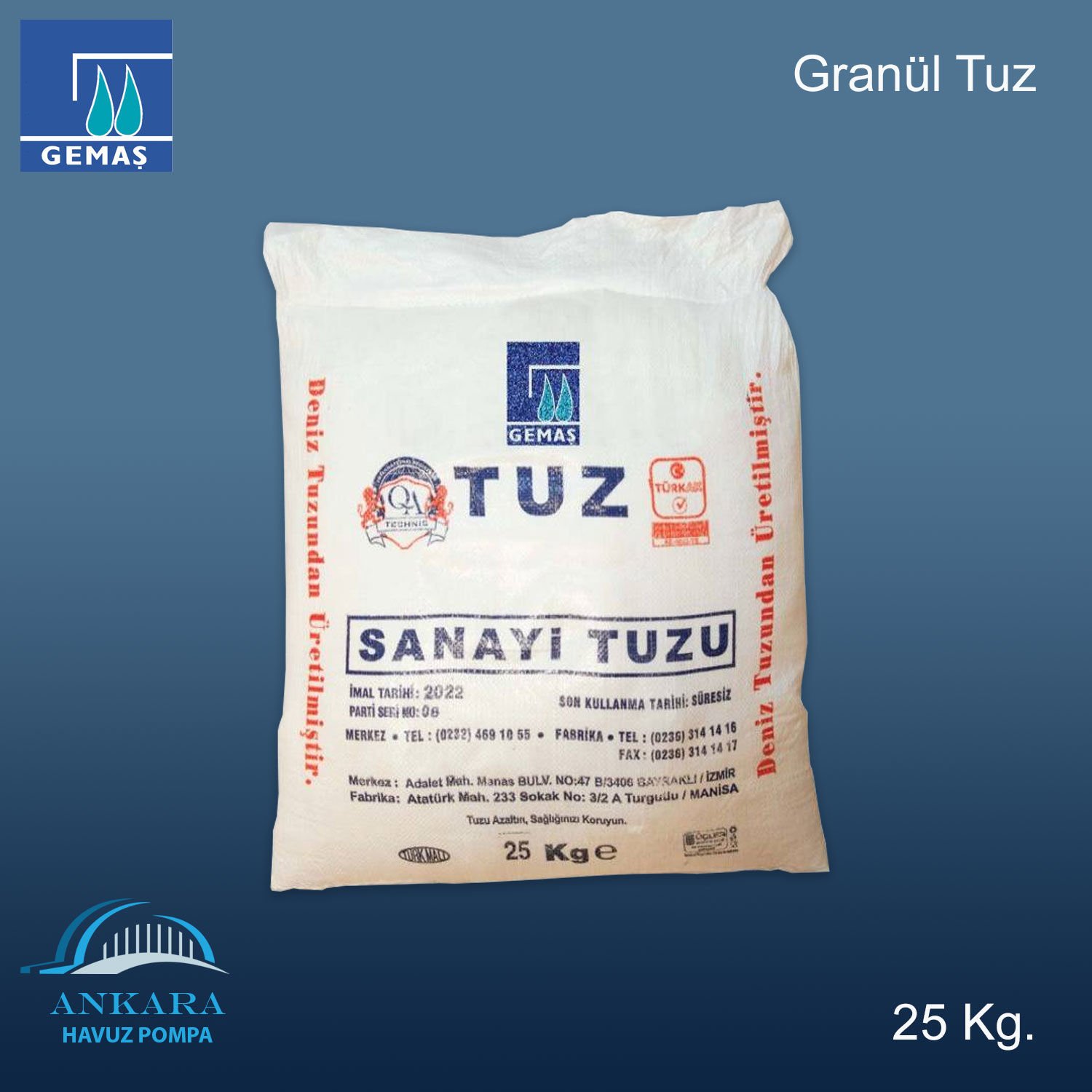 Granül Tuz, 25 kg. - Tuz & Klor Jenaratörleri İçin