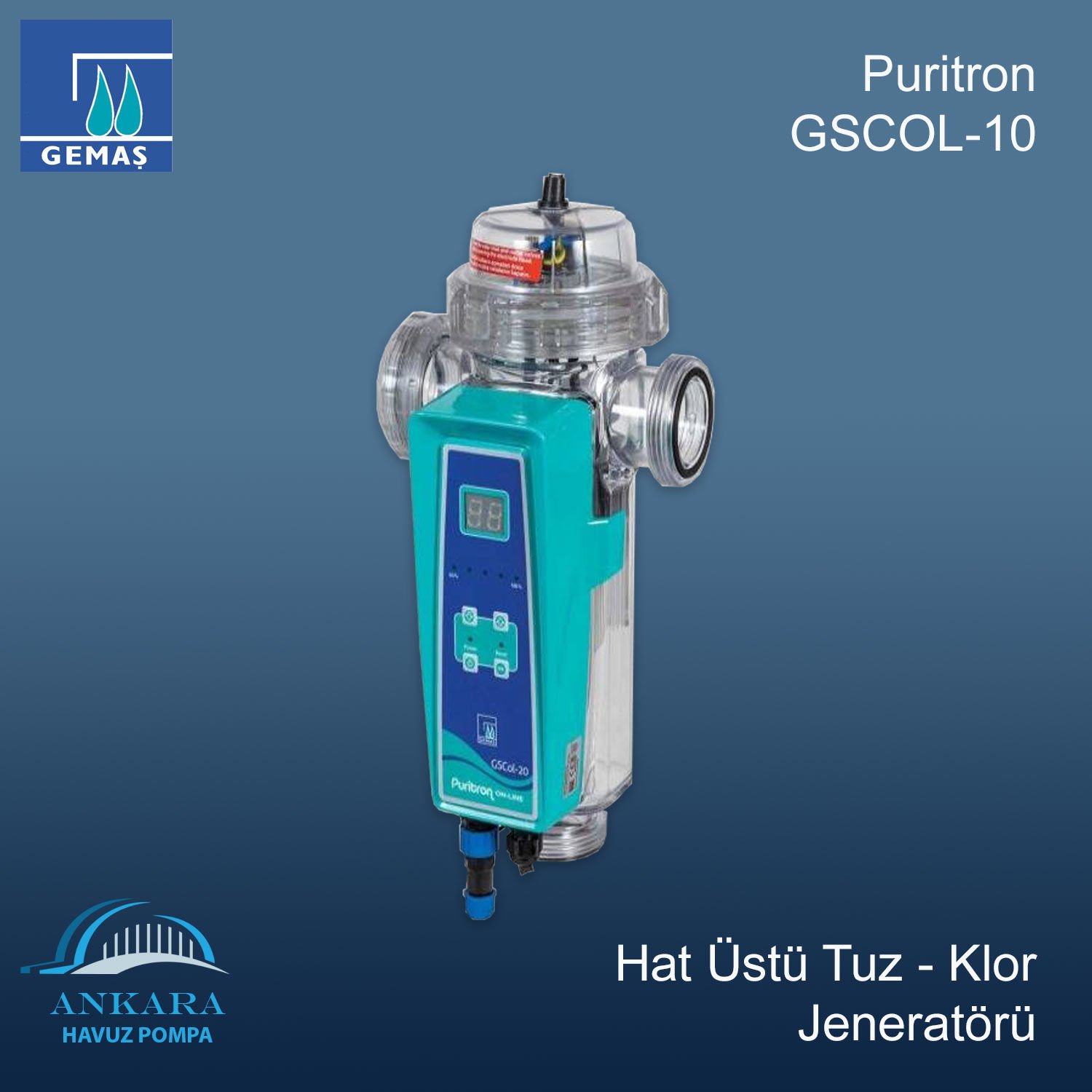 Puritron GSCOL-10 Hat Üstü Tuz - Klor Jenaratörü