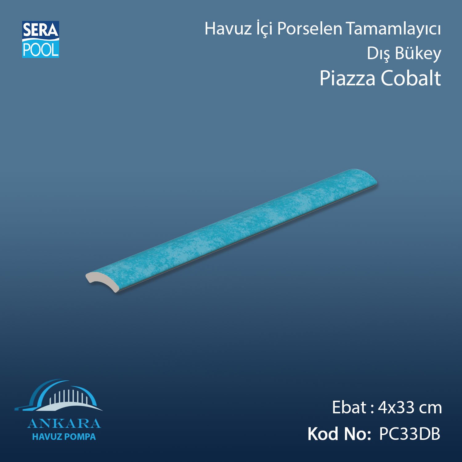 Piazza Cobalt 4x33 cm Dış Bükey