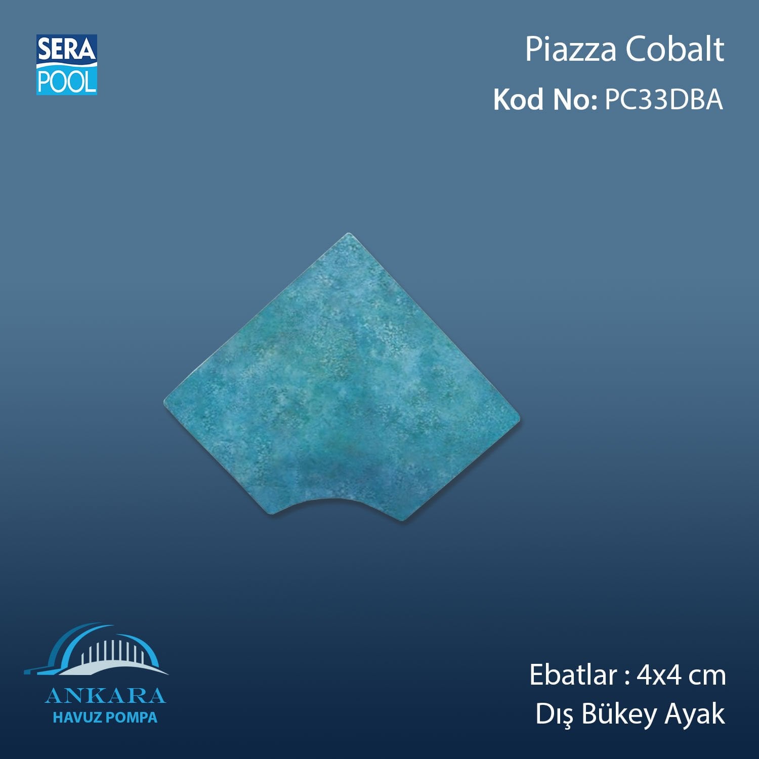 Piazza Cobalt 4x33 cm Dış Bükey