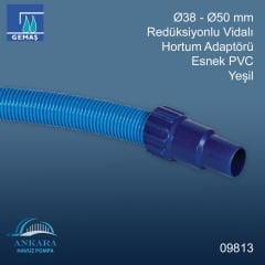 Ø38 - Ø50 mm Redüksiyonlu Vidalı Hortum Adaptörü Yeşil