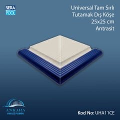 Universal Tam Sırlı Tutamak Dış Köşe 25x25 cm Antrasit