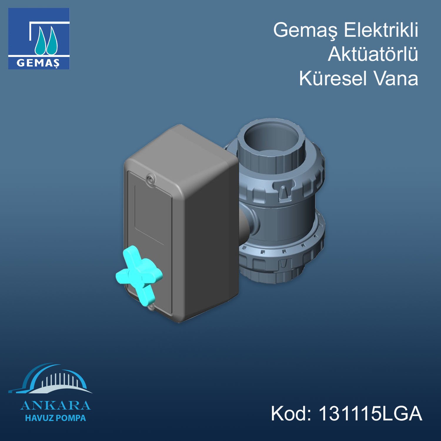 GEMAS Ø50mm Elektrik Aktuatörlü Küresel Vana