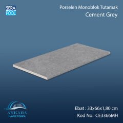 Cement Grey 33x66x1,80 cm Porselen Monoblok Tutamak