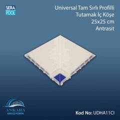 Universal Tam Sırlı Profilli Tutamak İç Köşe 25x25 cm Antrasit