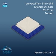 Universal Tam Sırlı Profilli Tutamak Dış Köşe 25x25 cm Antrasit