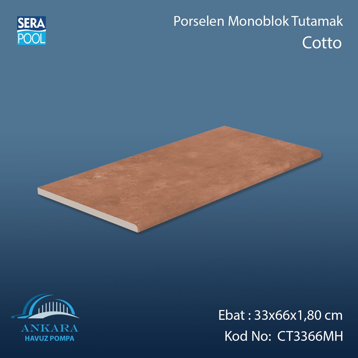 Cotto 33x66x1,80 cm Porselen Monoblok Tutamak