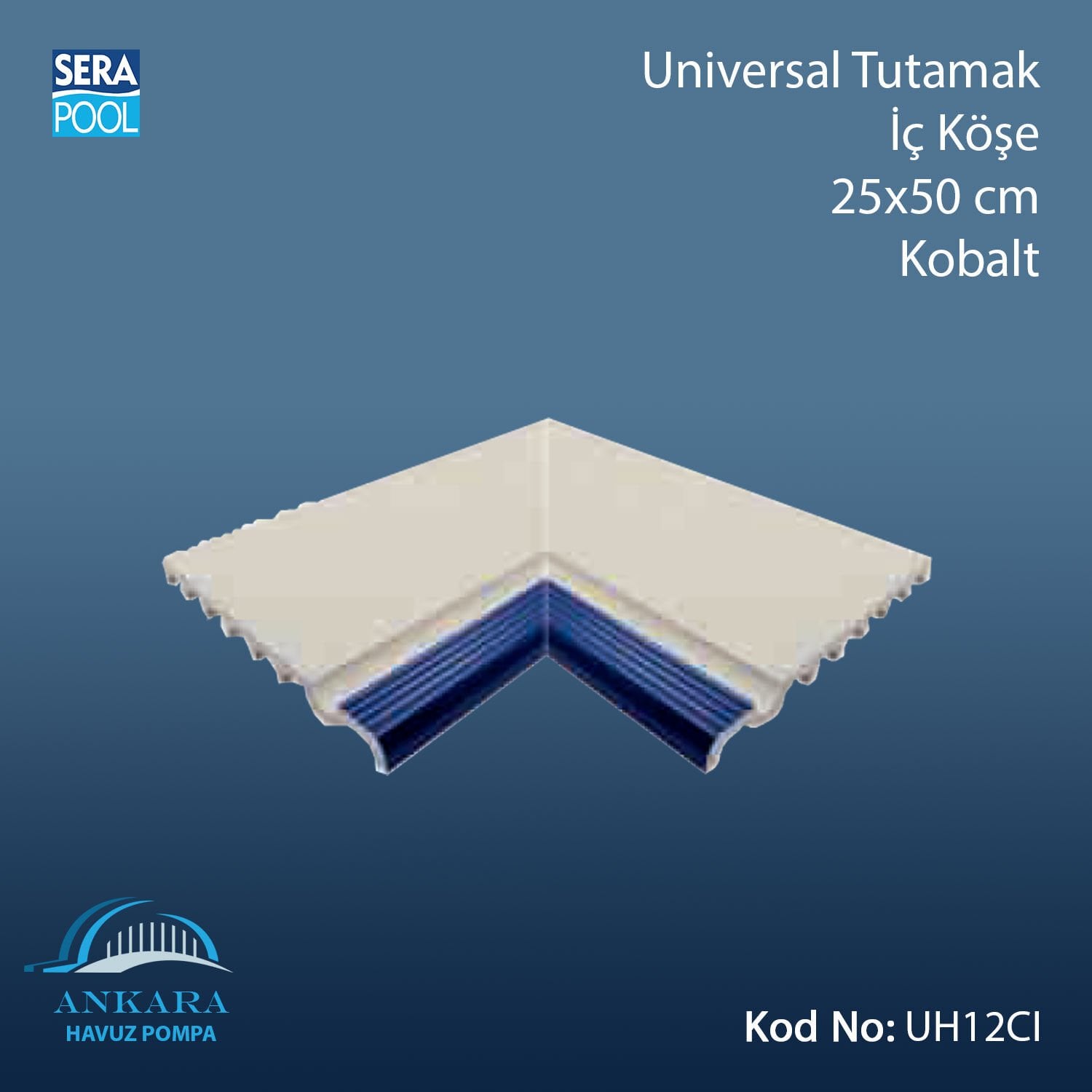 Serapool Universal Tutamak Kobalt 25x50 cm İç Köşe
