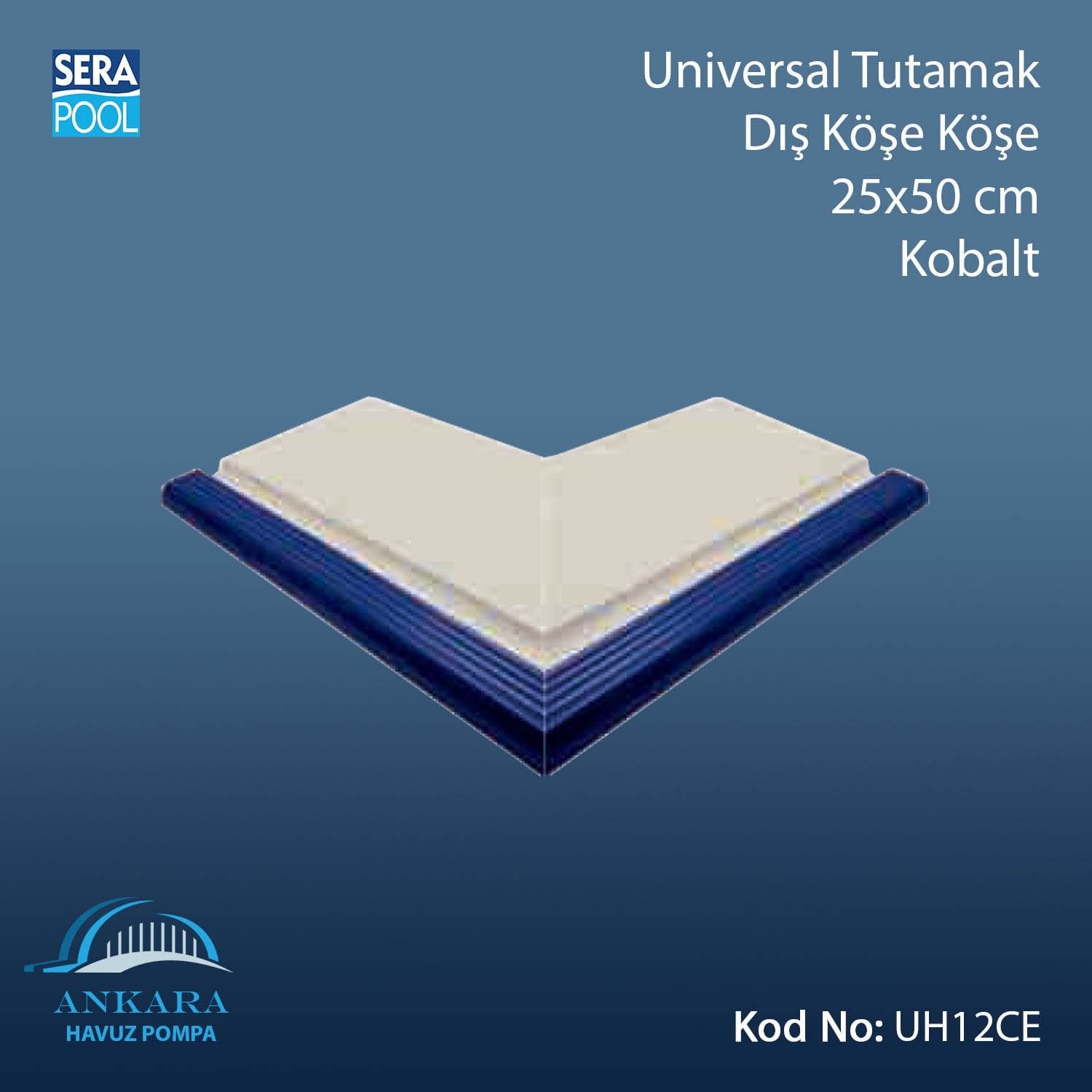 Serapool Universal Tutamak Kobalt 25x50 cm Dış Köşe