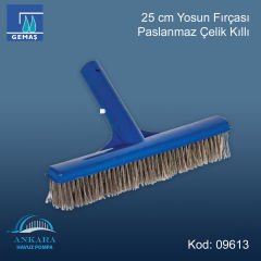 Havuz Yosun Fırçası 25 cm. Paslanmaz Çelik Kıllı