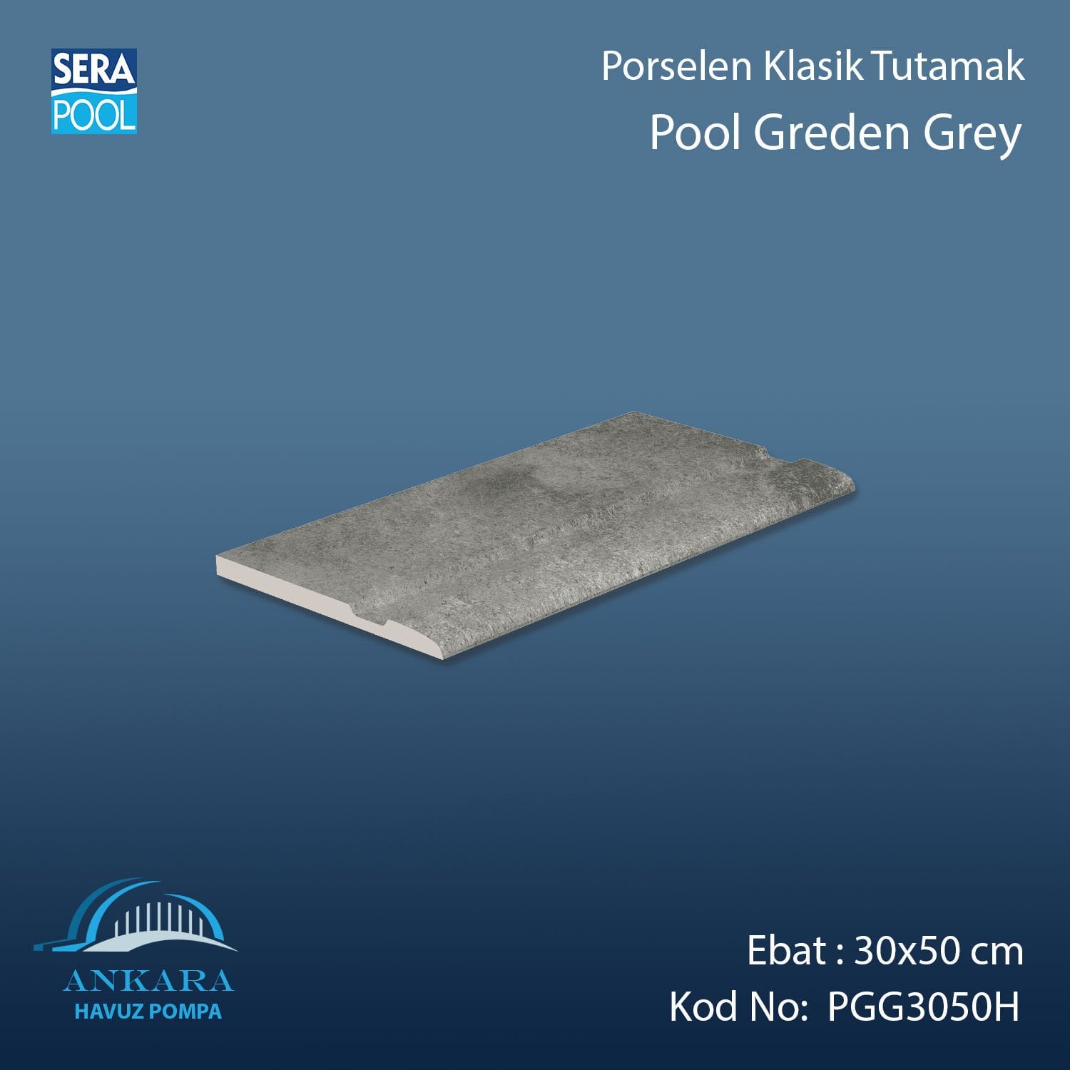 Pool Garden Grey 30x50 cm Porselen Tutamak
