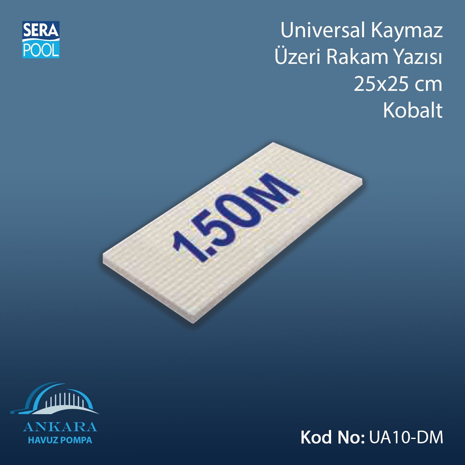 Universal Kaymaz Üzeri Rakam Yazısı 12,5x25 cm Kobalt