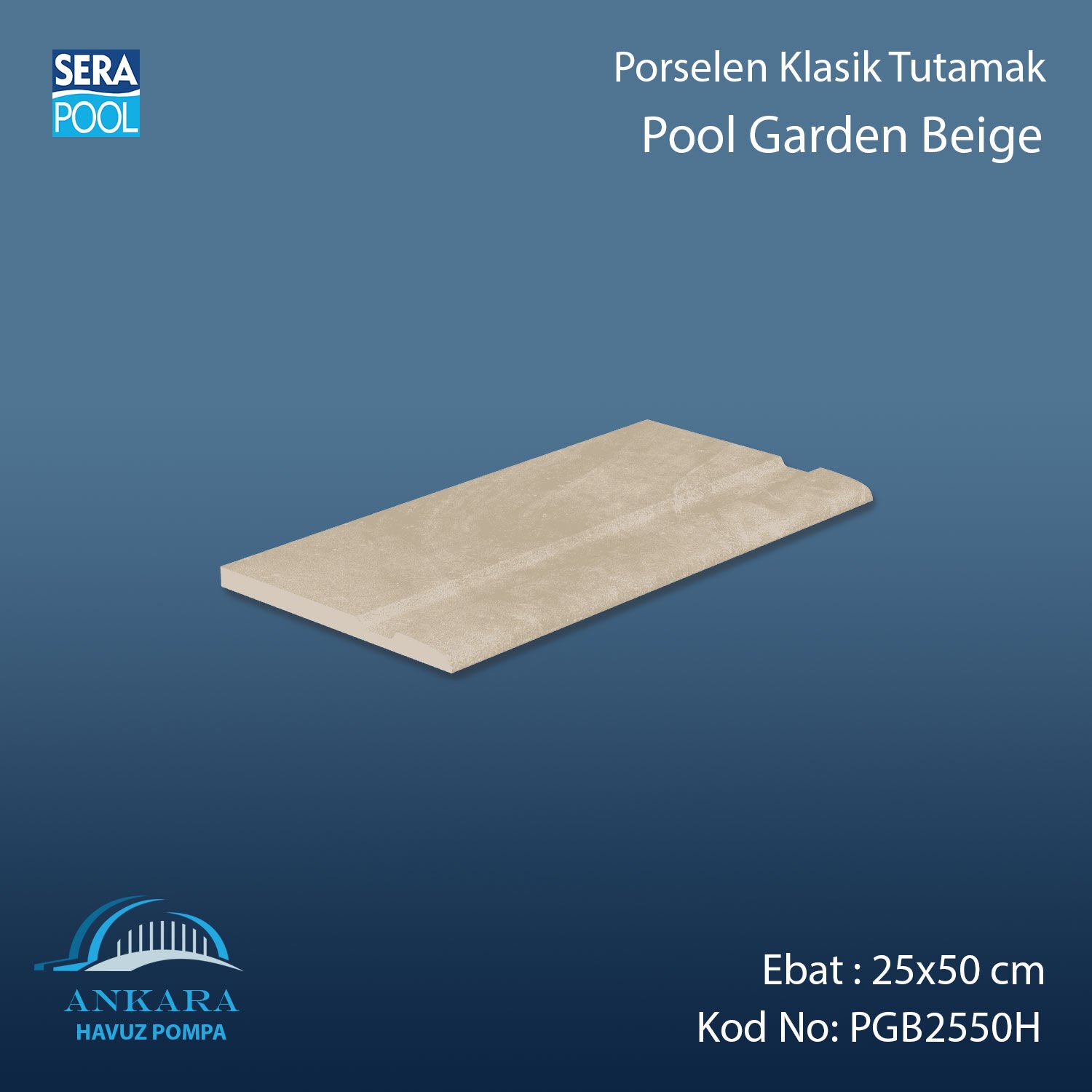 Pool Garden Beige 25x50 cm Porselen Tutamak