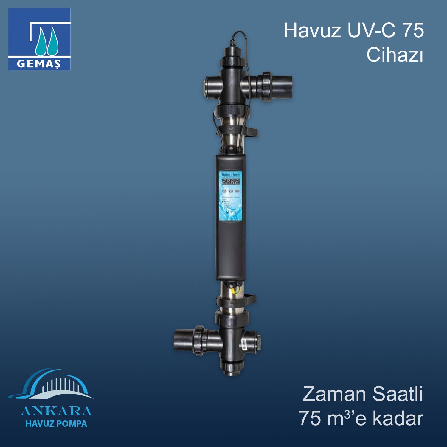 Havuz UV-C 75 Cihazı, Zaman Saatli 75 m3’e kadar