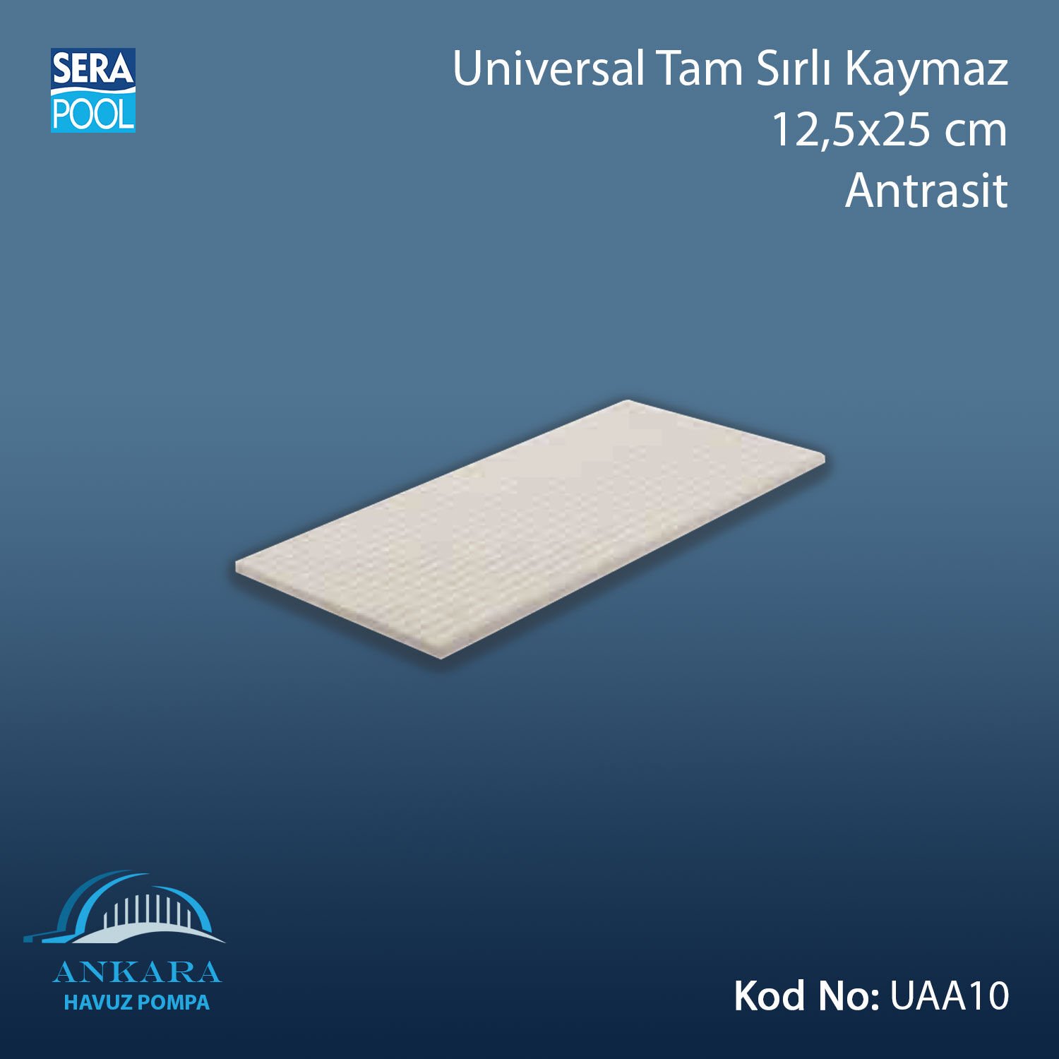 Universal Tam Sırlı Kaymaz 12,5x25 cm Antrasit